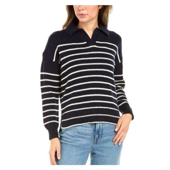 Alex Mill Jacques Stripe Pullover Sweater Navy L 100% Cotton - Picture 1 of 7